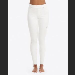 Spanx White Distressed Skinny Jeans - Size Medium